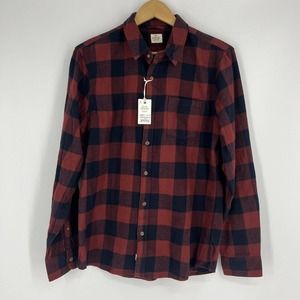 Marine Layer Red and Blue Plaid Casual Button Down Shirt